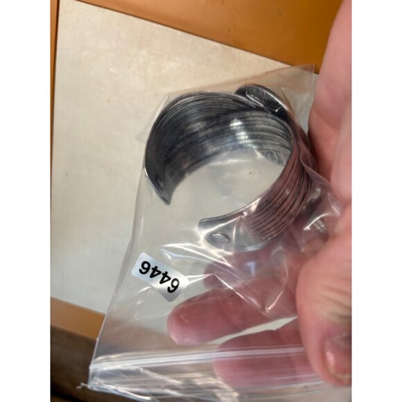 Vintage Silver-Tone Wide Cuff Bracelet With Oval Red Stone Accent & Etched Desig - Picture 6 of 16